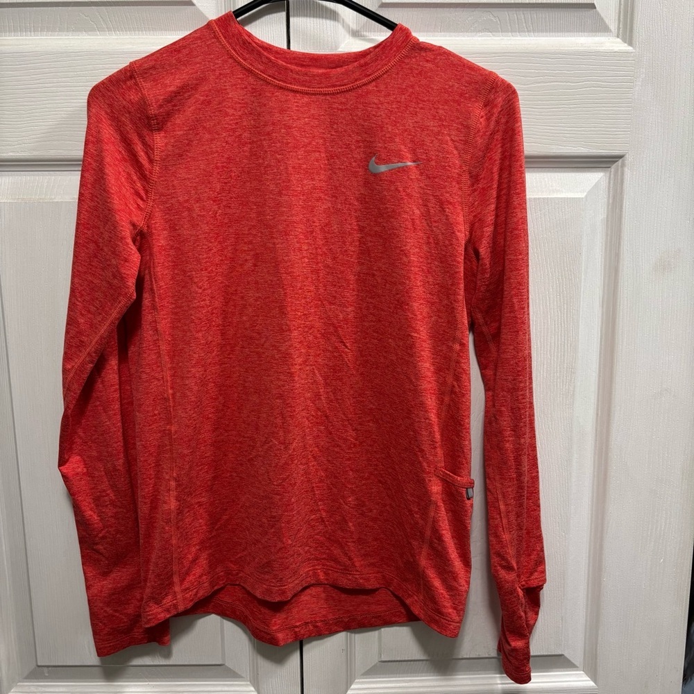 Nike Dri-Fit Crimson Red Long Sleeve Running Top